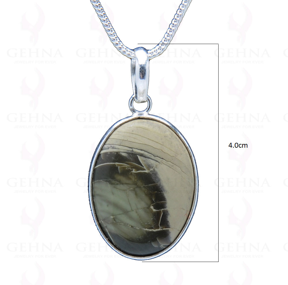 Desert Jasper Gemstone Studded Pendant In.925 Silver Overlay GP3869