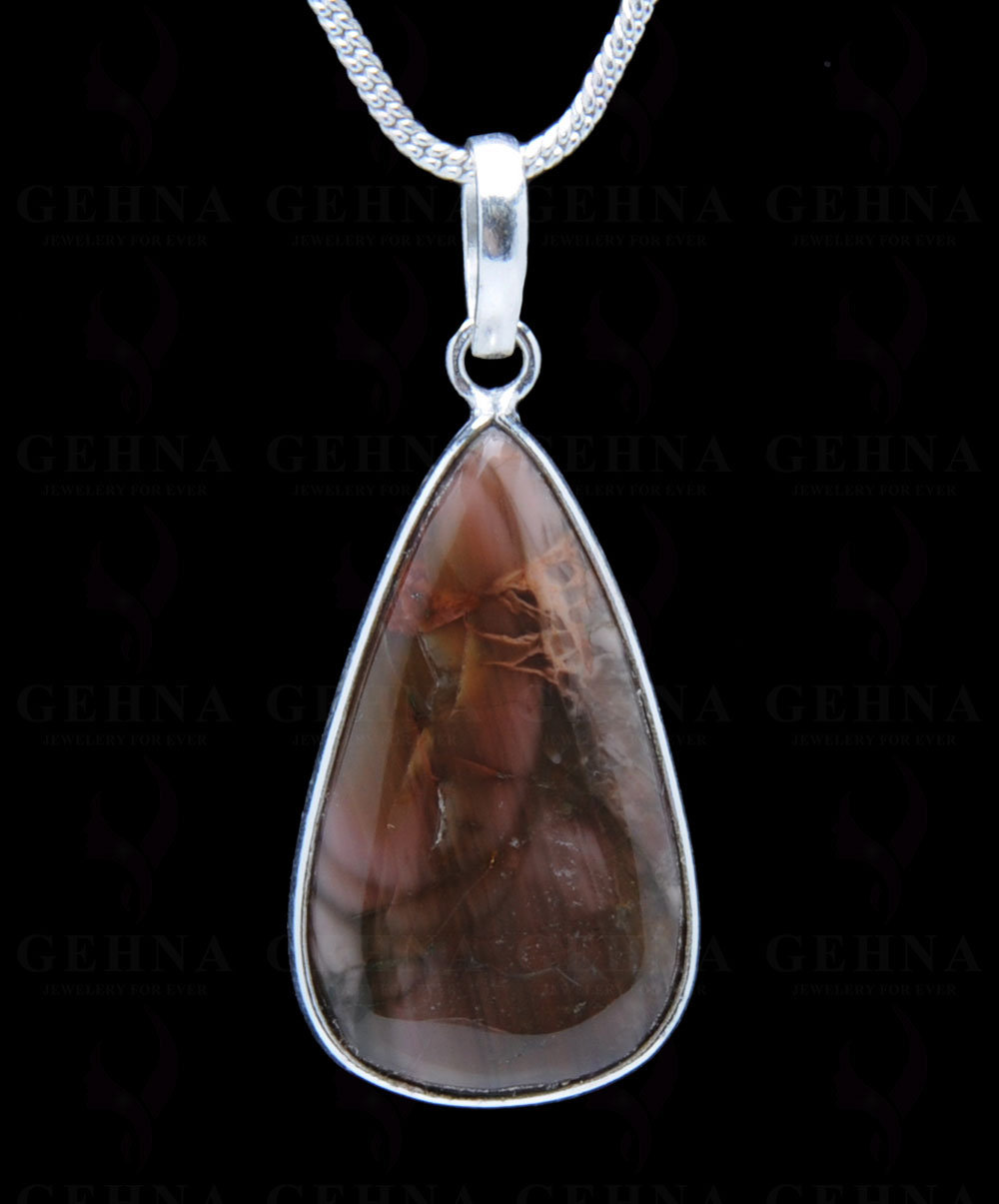 Red Jasper Gemstone Studded Pendant In.925 Silver Overlay GP3871