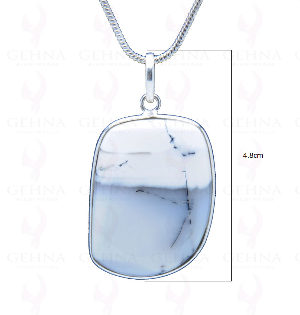 Dendritic Agate Gemstone Studded Pendant In.925 Silver Overlay GP3872