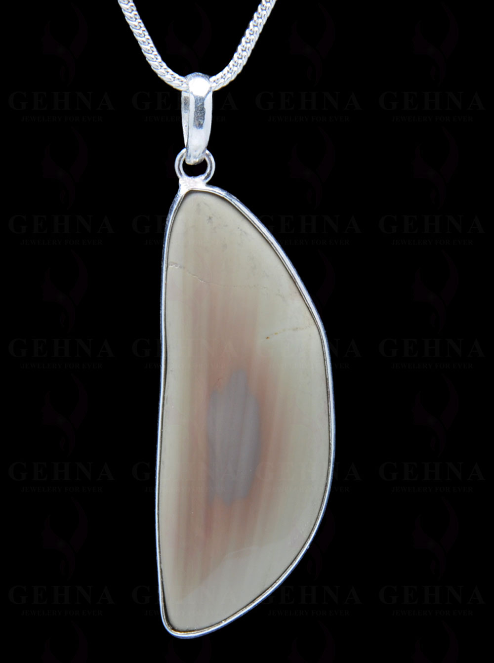 Creek Jasper Gemstone Studded Pendant In.925 Silver Overlay GP3873