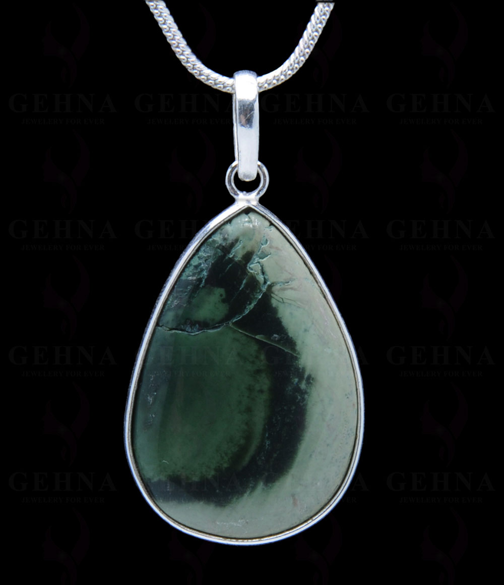 Desert Sage Jasper Gemstone Studded Pendant In.925 Silver Overlay GP3877