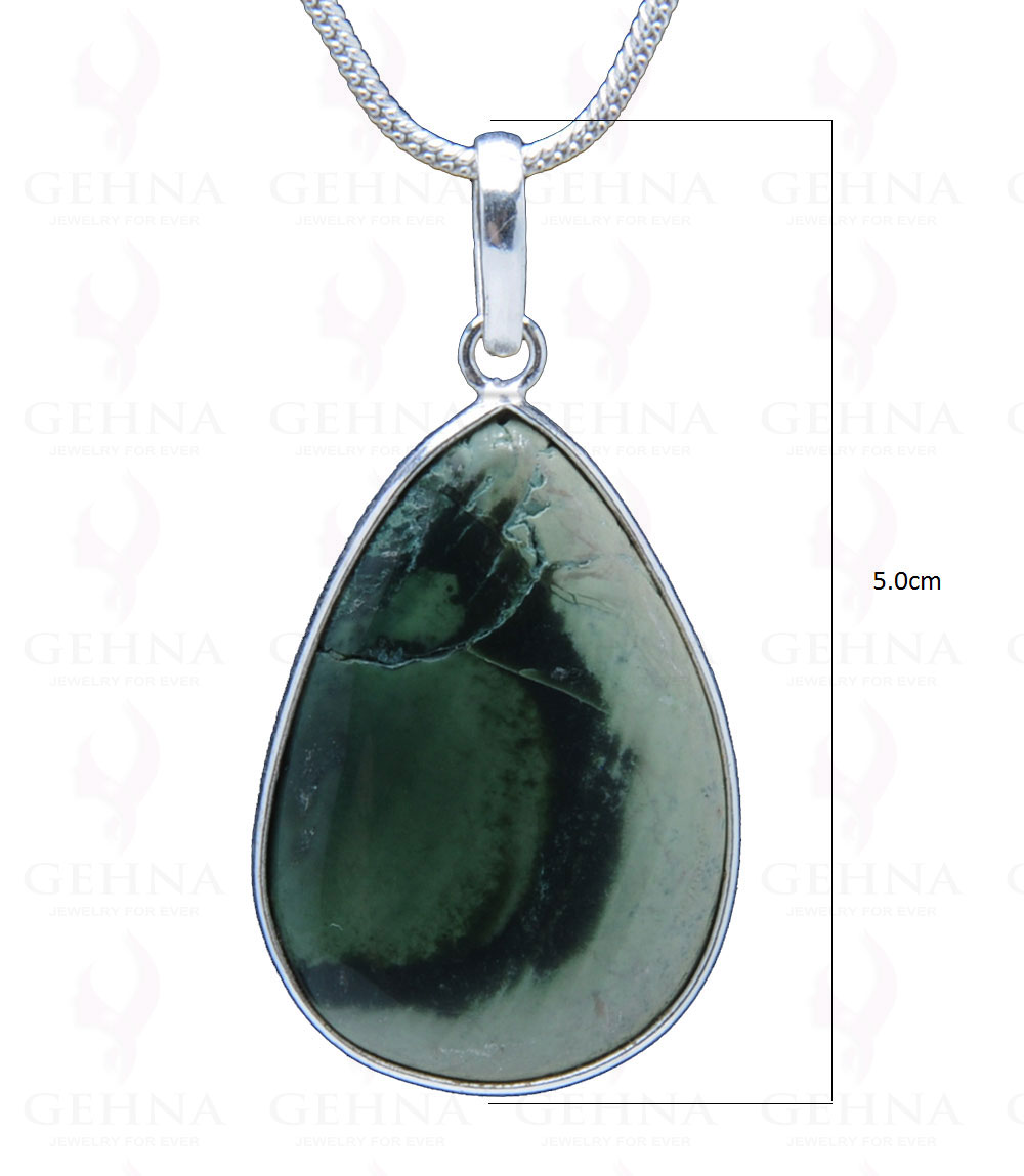 Desert Sage Jasper Gemstone Studded Pendant In.925 Silver Overlay GP3877