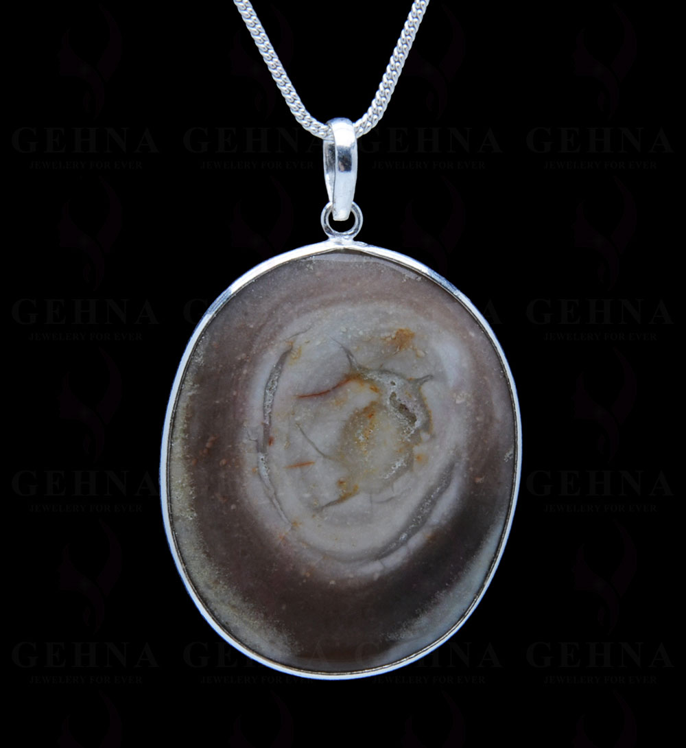Creek Jasper Gemstone Studded Pendant In.925 Silver Overlay GP3879