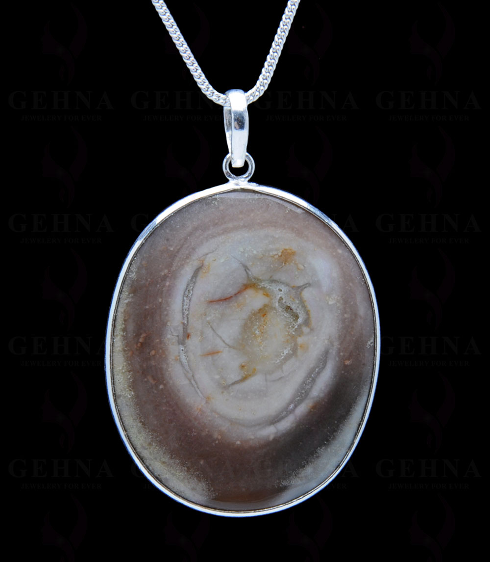 Creek Jasper Gemstone Studded Pendant In.925 Silver Overlay GP3879