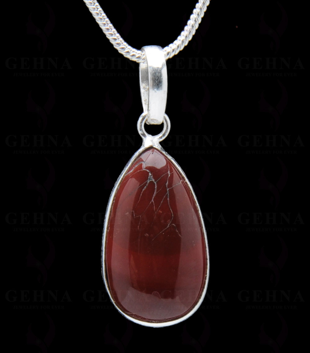 Red Mookaite Gemstone Studded Pendant In.925 Silver Overlay GP3881