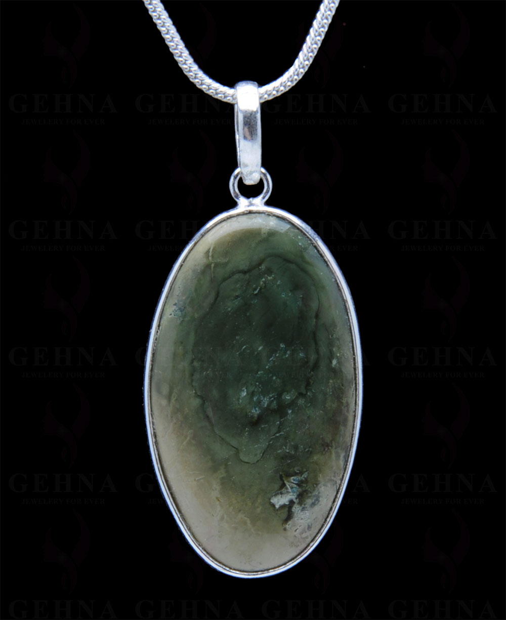 Desert Sage Jasper Gemstone Studded Pendant In.925 Silver Overlay GP3882