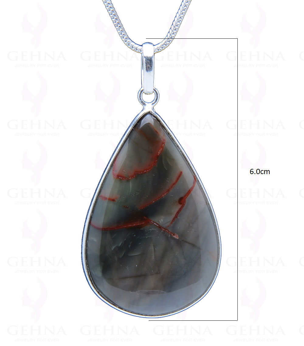 Creek Jasper Gemstone Studded Pendant In.925 Silver Overlay GP3884