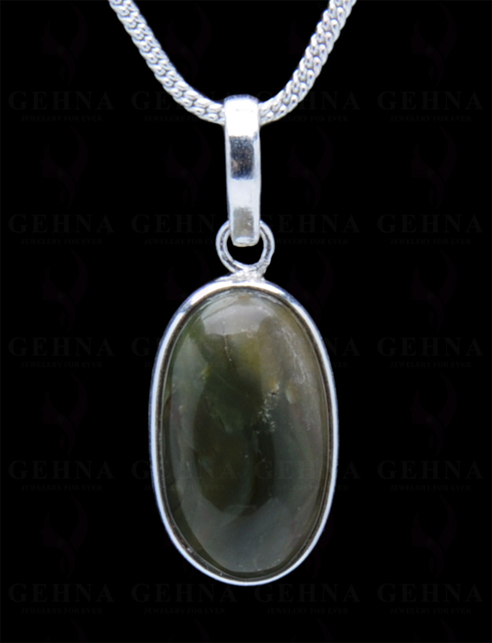 Creek Jasper Gemstone Studded Pendant In.925 Silver Overlay GP3890