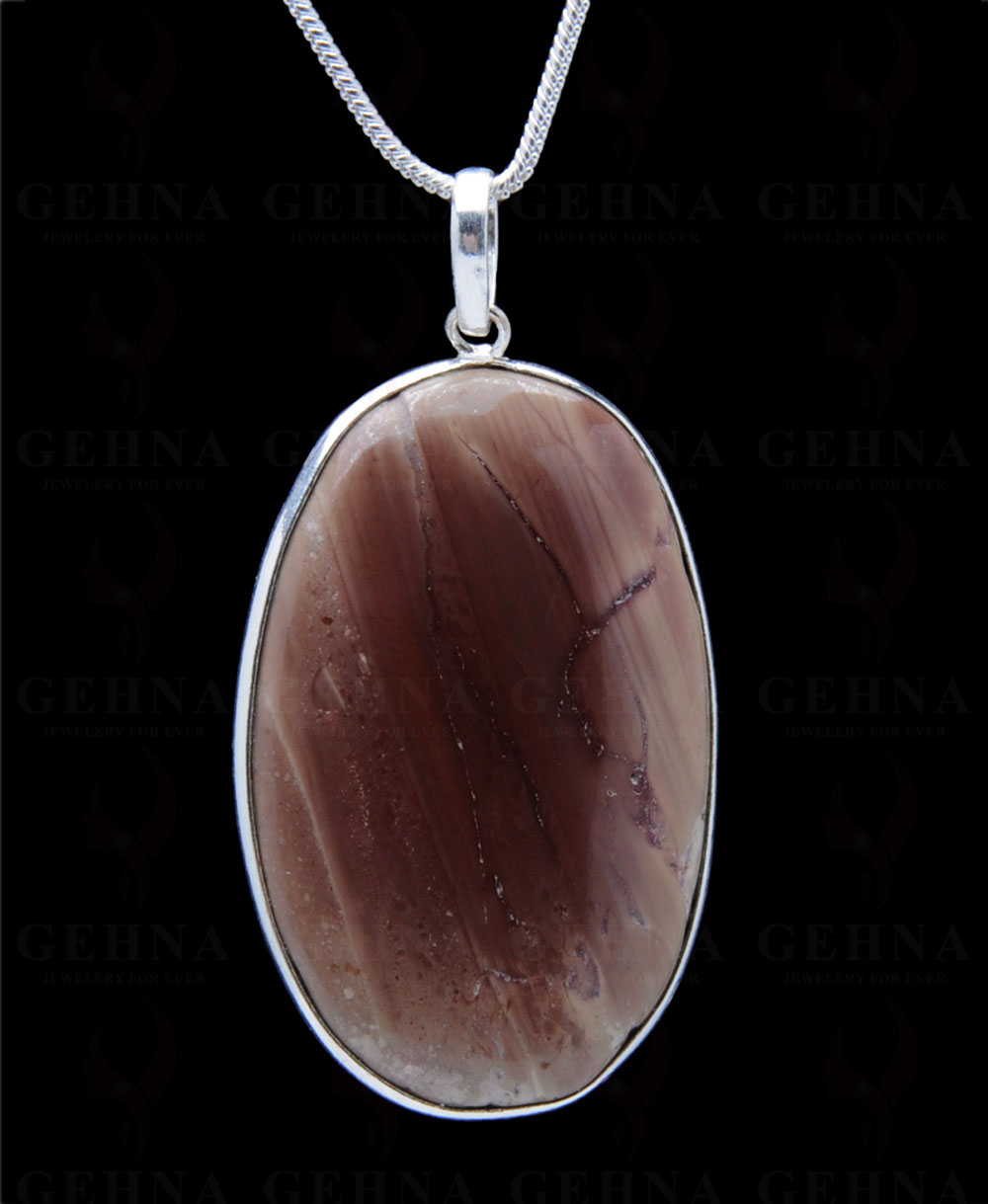 Creek Jasper Gemstone Studded Pendant In.925 Silver Overlay GP3895