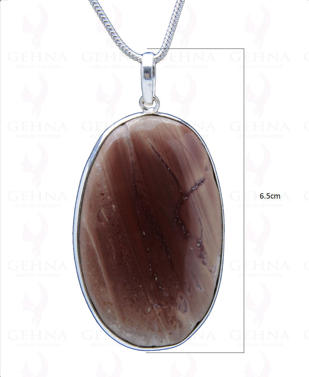 Creek Jasper Gemstone Studded Pendant In.925 Silver Overlay GP3895