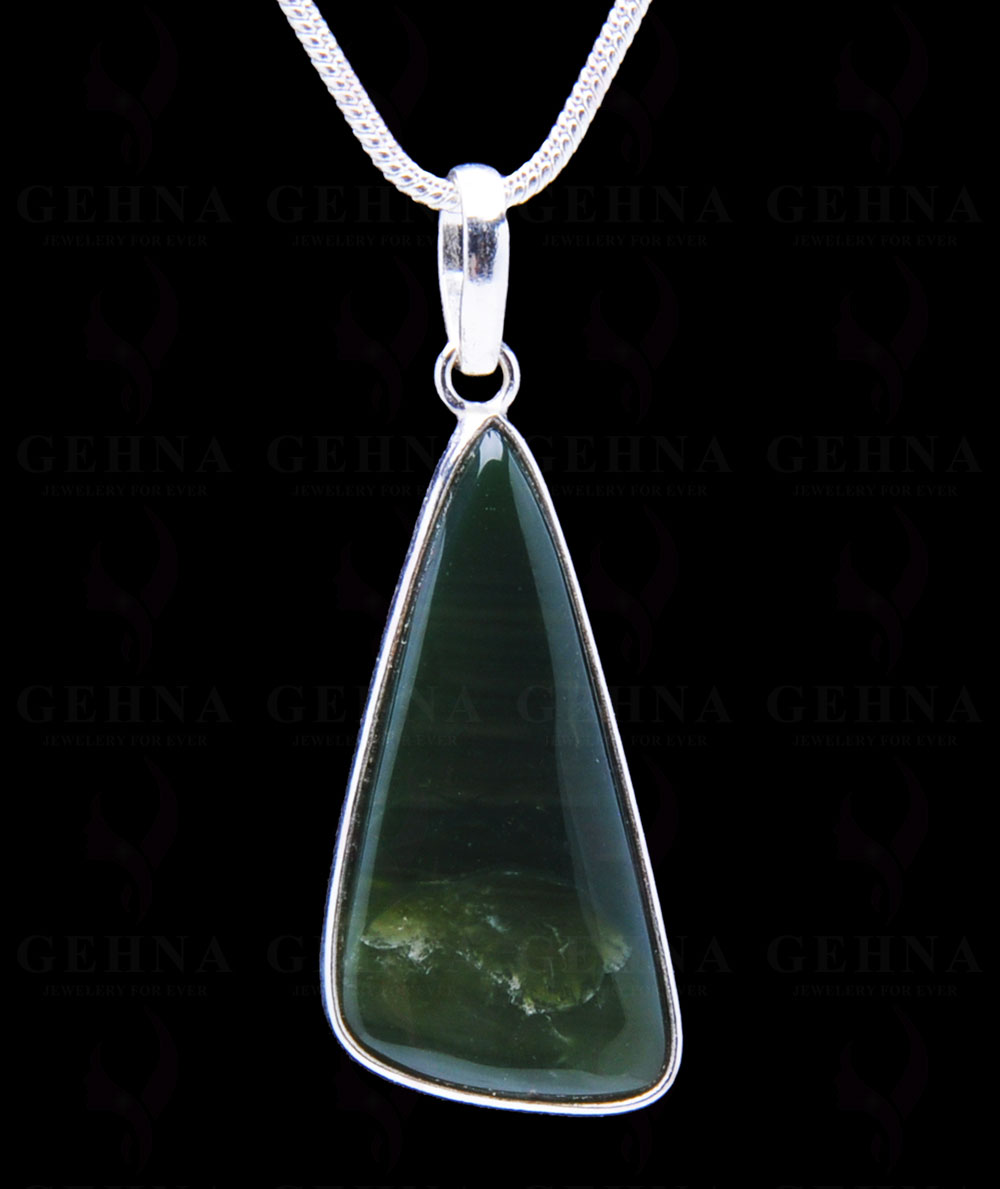 Creek Jasper Gemstone Studded Pendant In.925 Silver Overlay GP3918