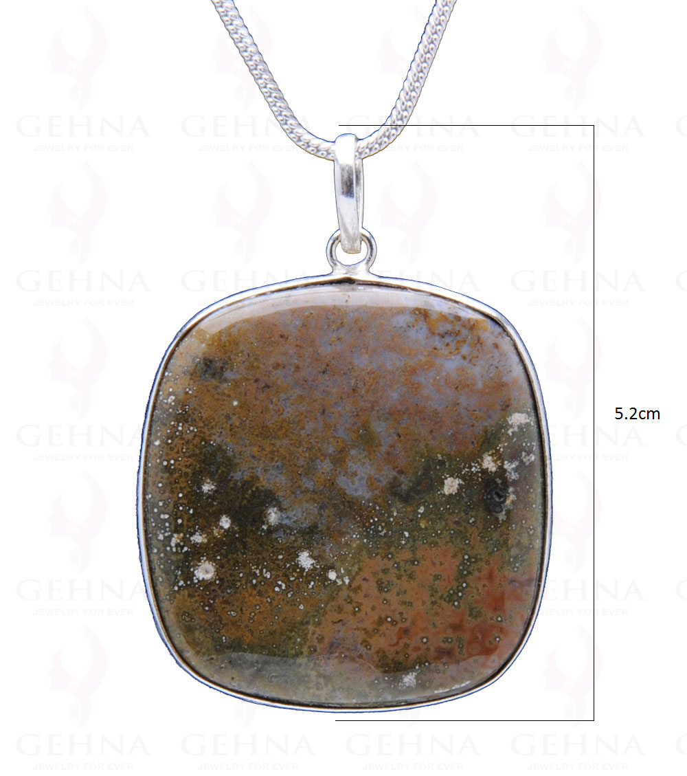 Ocean Jasper Gemstone Studded Pendant In.925 Silver Overlay GP3919