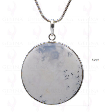 Dendritic Agate Gemstone Studded Pendant In.925 Silver Overlay GP3920