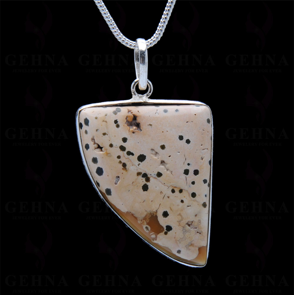 Ocean Jasper Gemstone Studded Pendant In.925 Silver Overlay GP3922