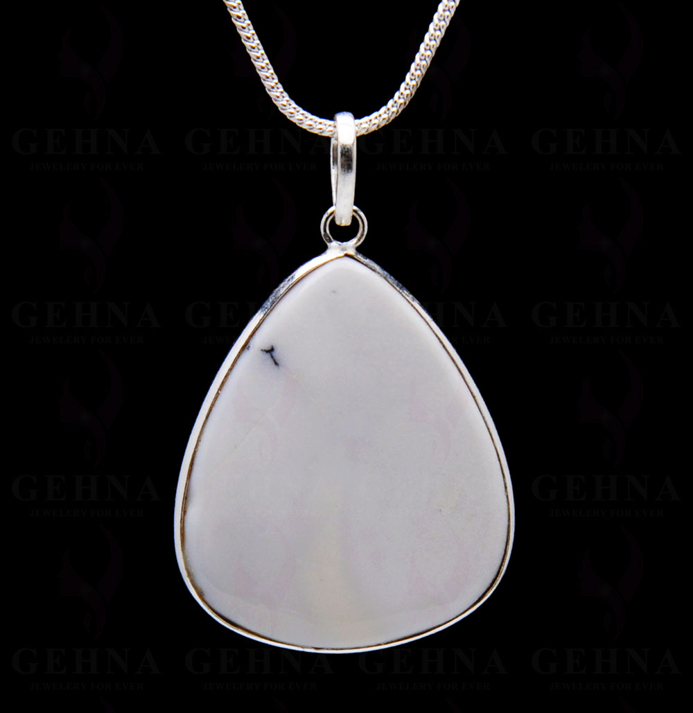 Dendritic Agate Gemstone Studded Pendant In.925 Silver Overlay GP3927