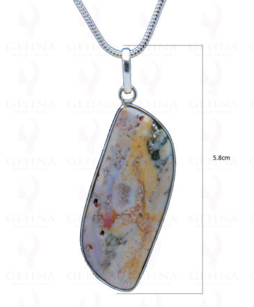 Jasper Gemstone Studded Pendant In.925 Silver Overlay GP3928