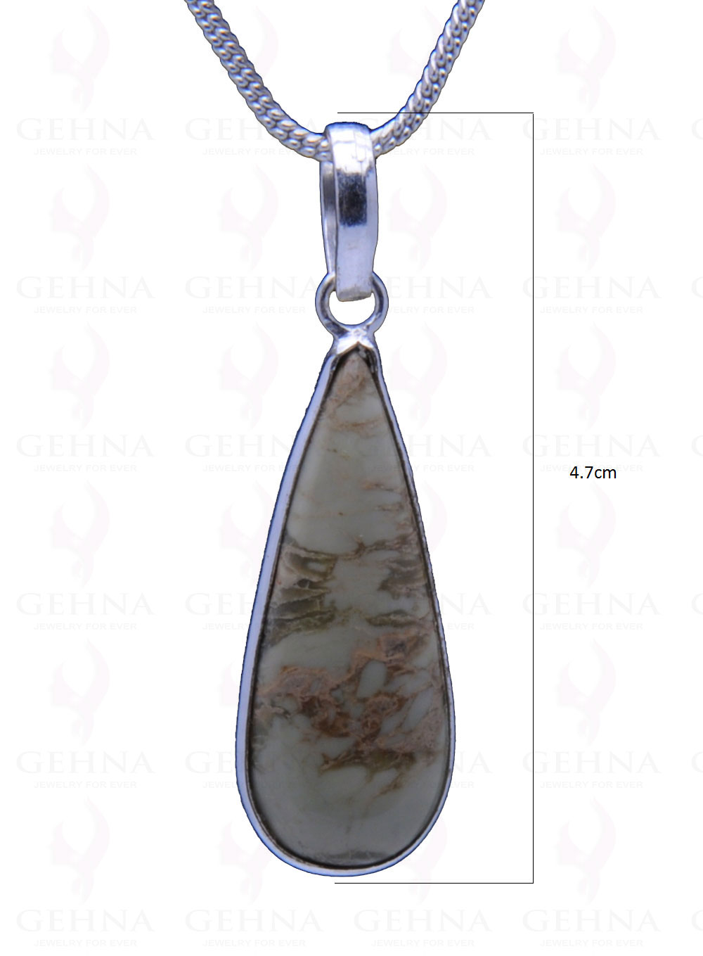 Creek Jasper Gemstone Studded Pendant In.925 Silver Overlay GP3929