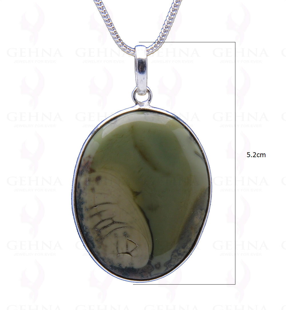 Creek Jasper Gemstone Studded Pendant In.925 Silver Overlay GP3939