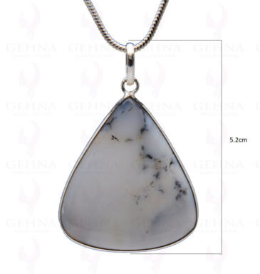 Dendritic Agate Gemstone Studded Pendant In.925 Silver Overlay GP3942