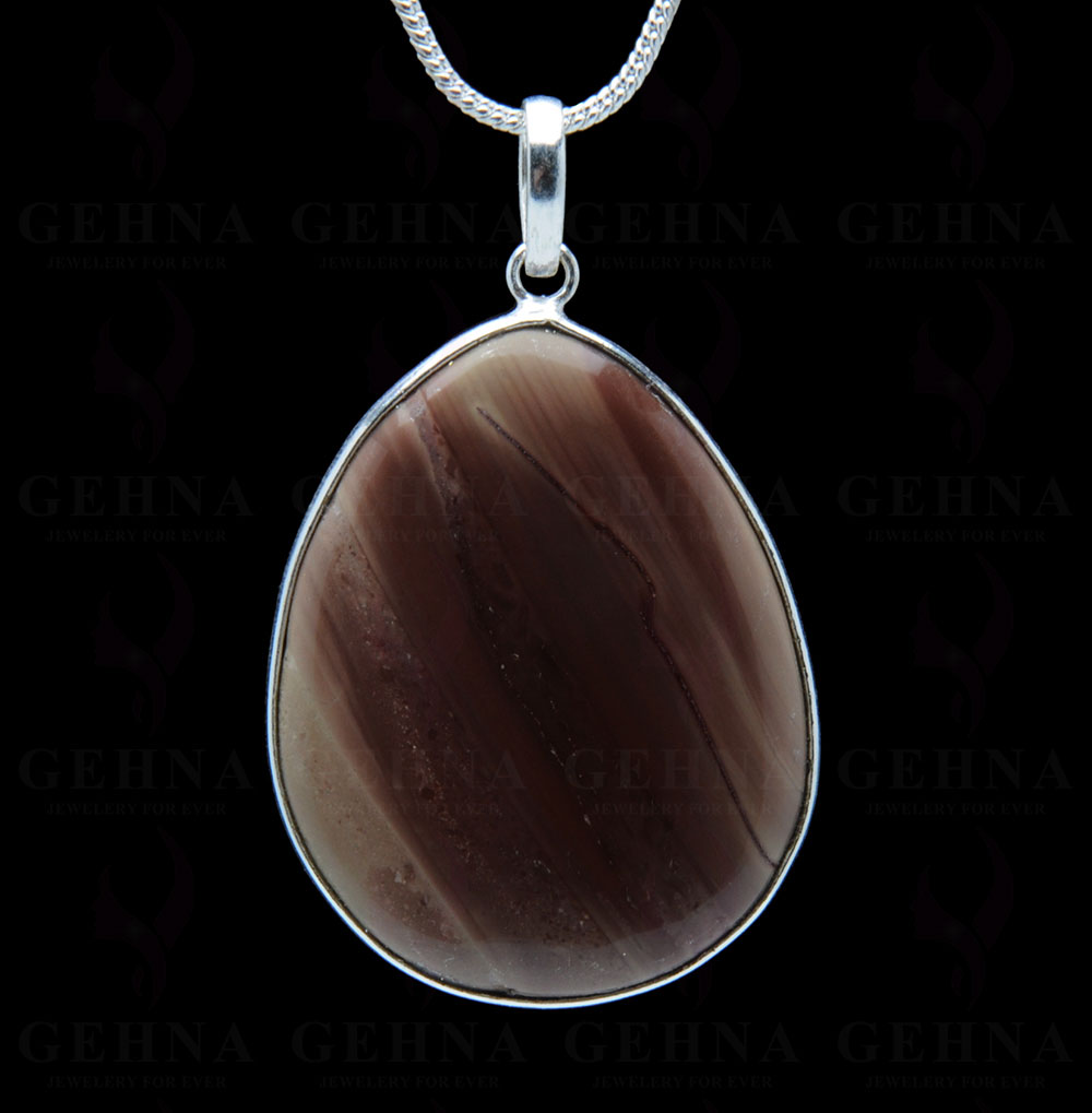 Creek Jasper Gemstone Studded Pendant In.925 Silver Overlay GP3946