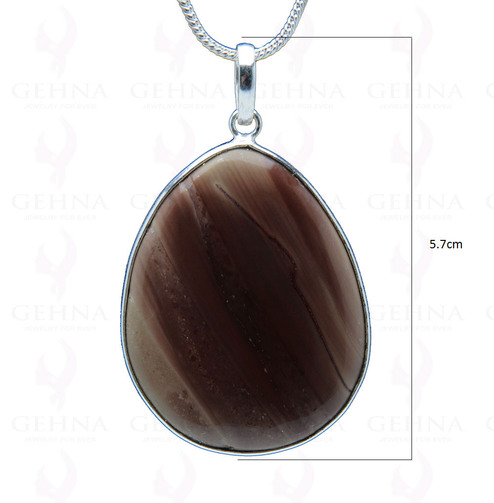 Creek Jasper Gemstone Studded Pendant In.925 Silver Overlay GP3946