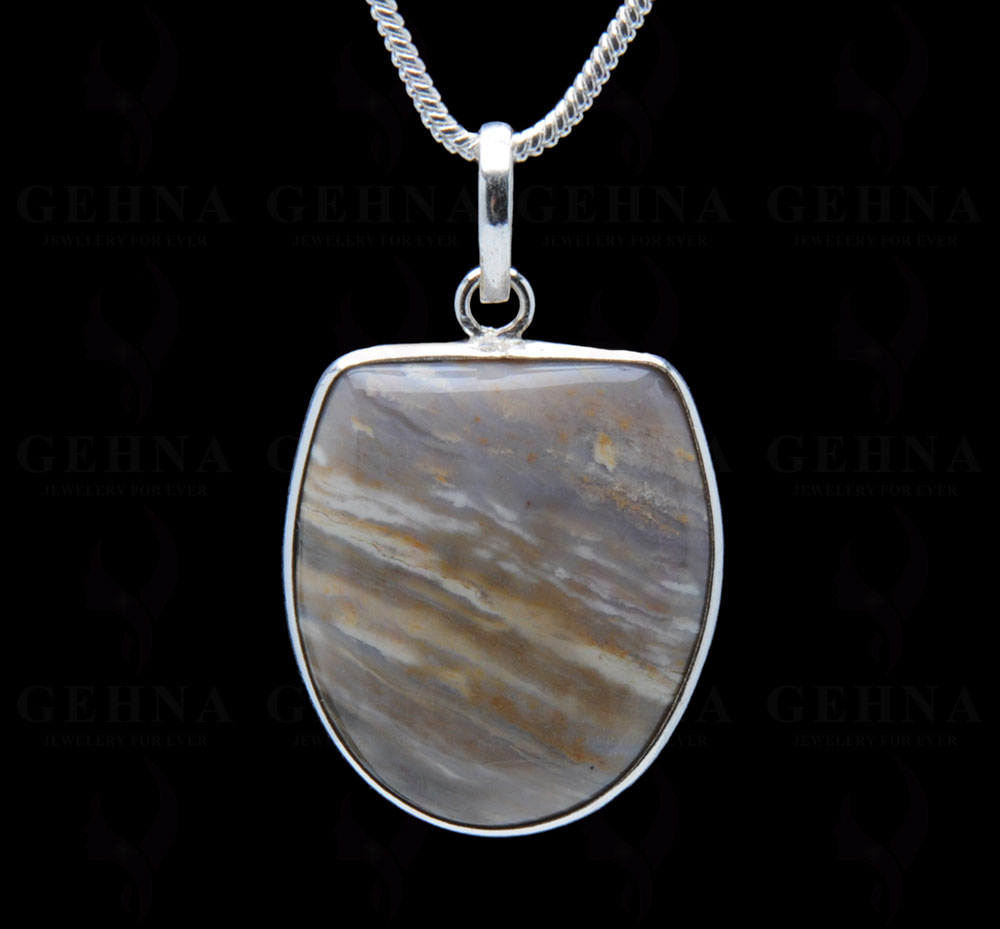 Jasper Gemstone Studded Pendant In.925 Silver Overlay GP3950
