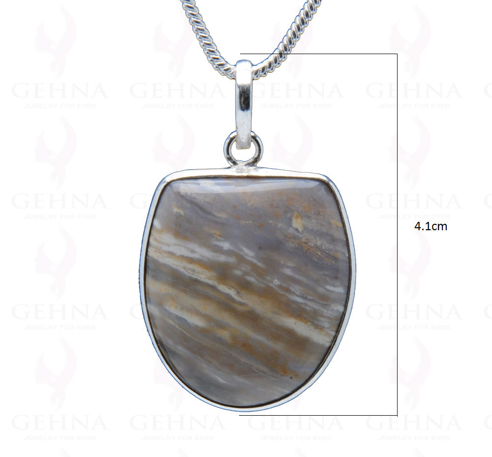 Jasper Gemstone Studded Pendant In.925 Silver Overlay GP3950