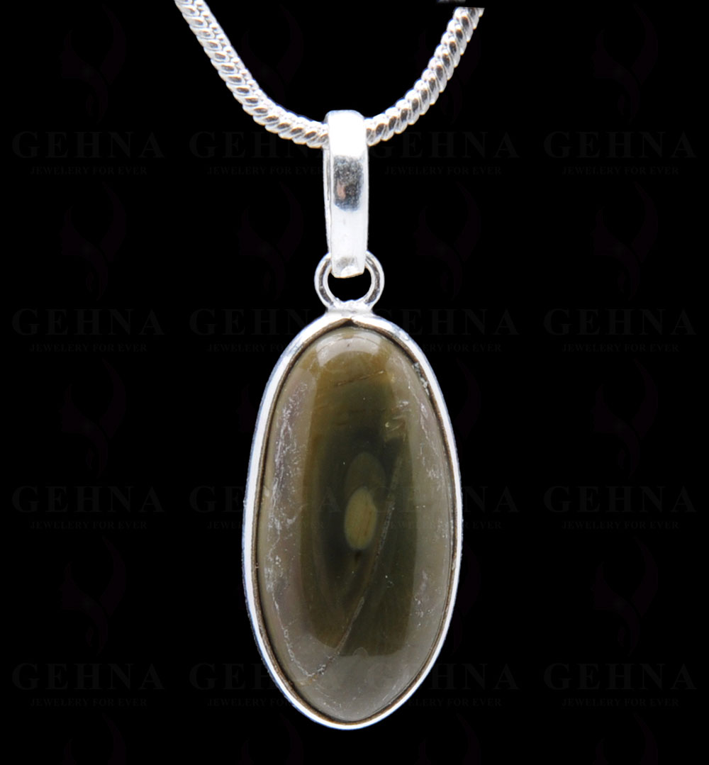Creek Jasper Gemstone Studded Pendant In.925 Silver Overlay GP3951