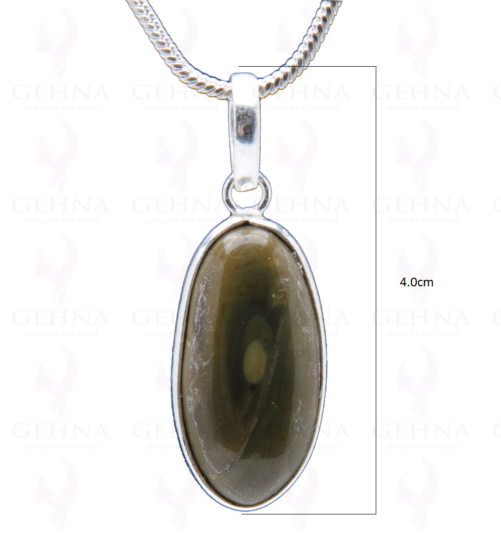 Creek Jasper Gemstone Studded Pendant In.925 Silver Overlay GP3951