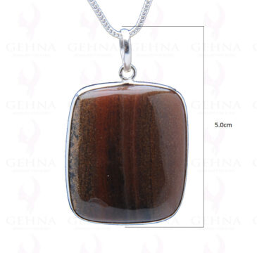 Iron Tiger’S Eye Gemstone Studded Pendant In.925 Silver Overlay GP3954