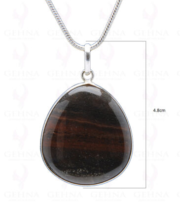Iron Tiger’S Eye Gemstone Studded Pendant In.925 Silver Overlay GP3956