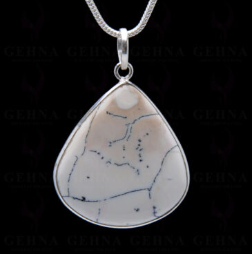 Dendritic Agate Gemstone Studded Pendant In.925 Silver Overlay GP3957