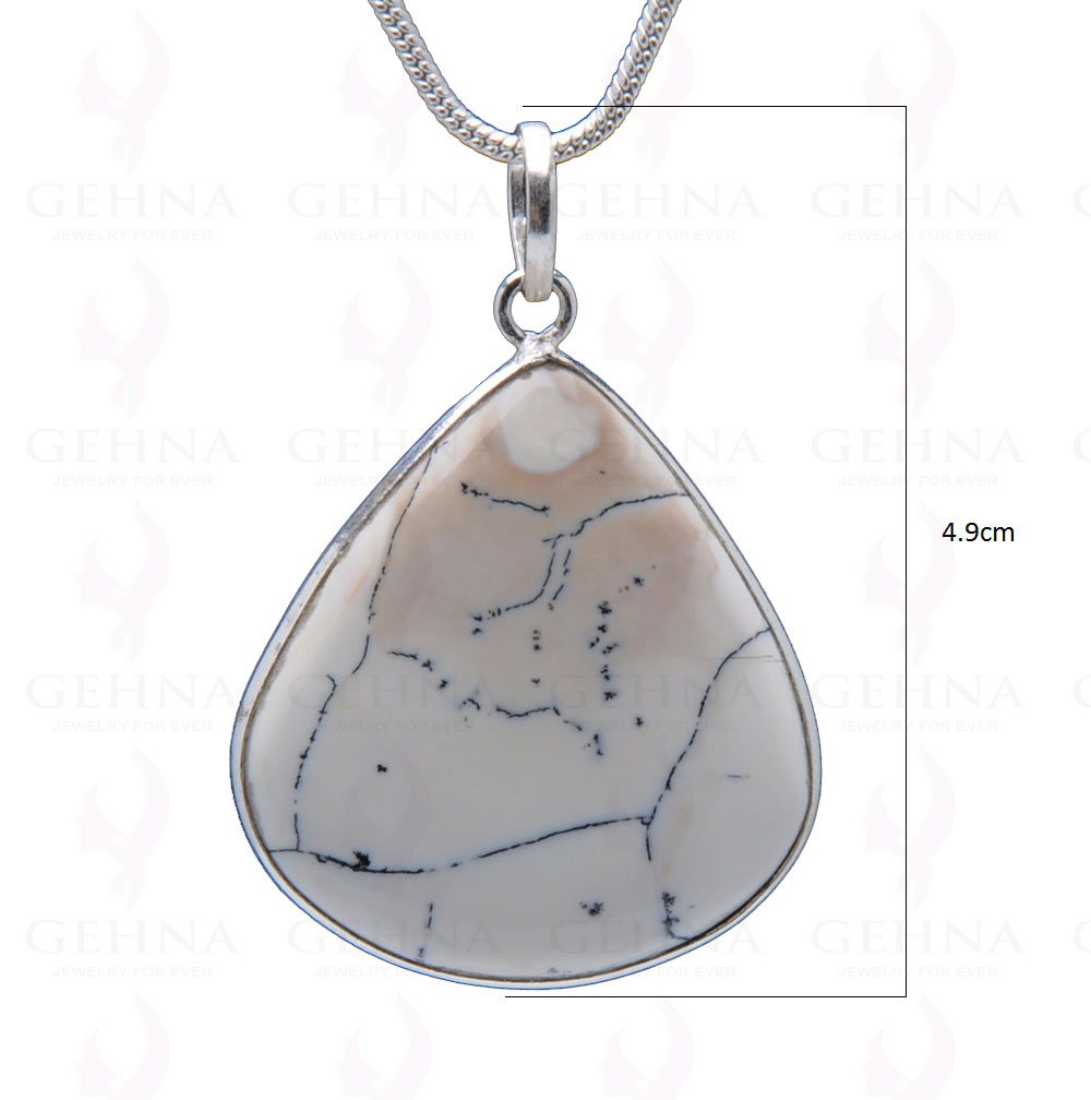 Dendritic Agate Gemstone Studded Pendant In.925 Silver Overlay GP3957
