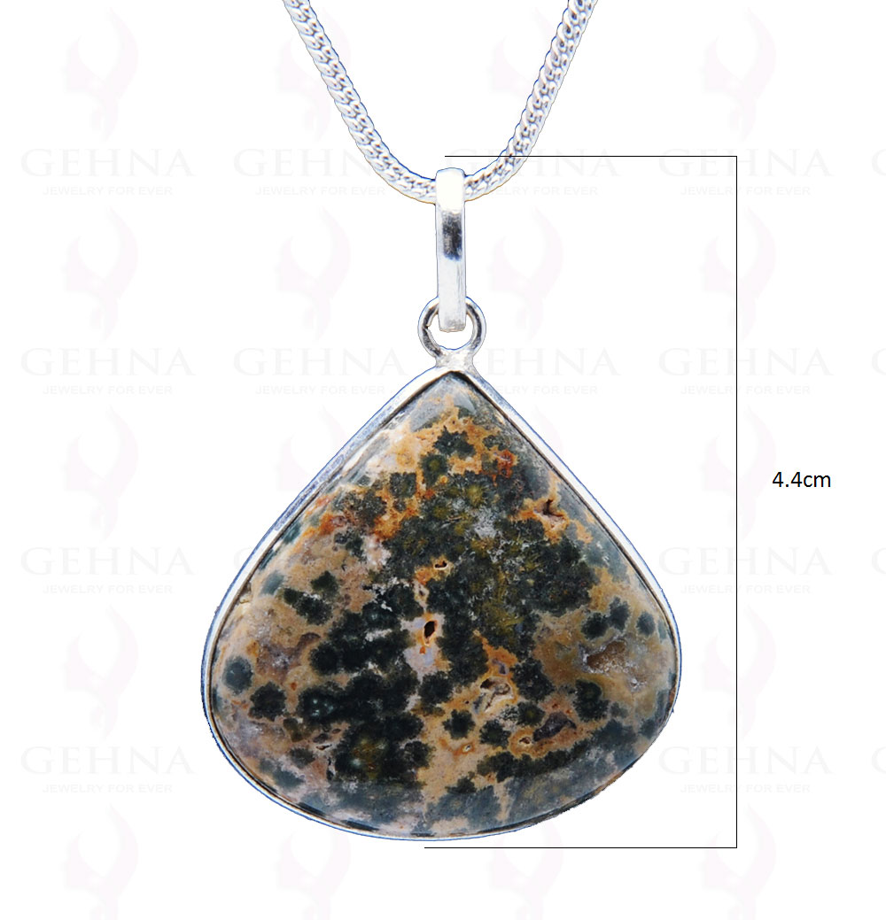 Ocean Jasper Gemstone Studded Pendant In.925 Silver Overlay GP3960