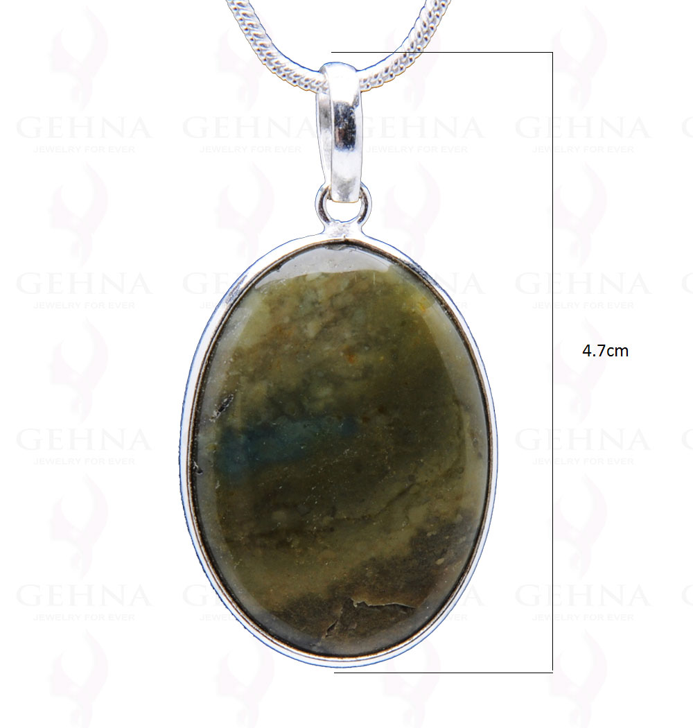 Desert Sege Jasper Gemstone Studded Pendant In.925 Silver Overlay GP3961