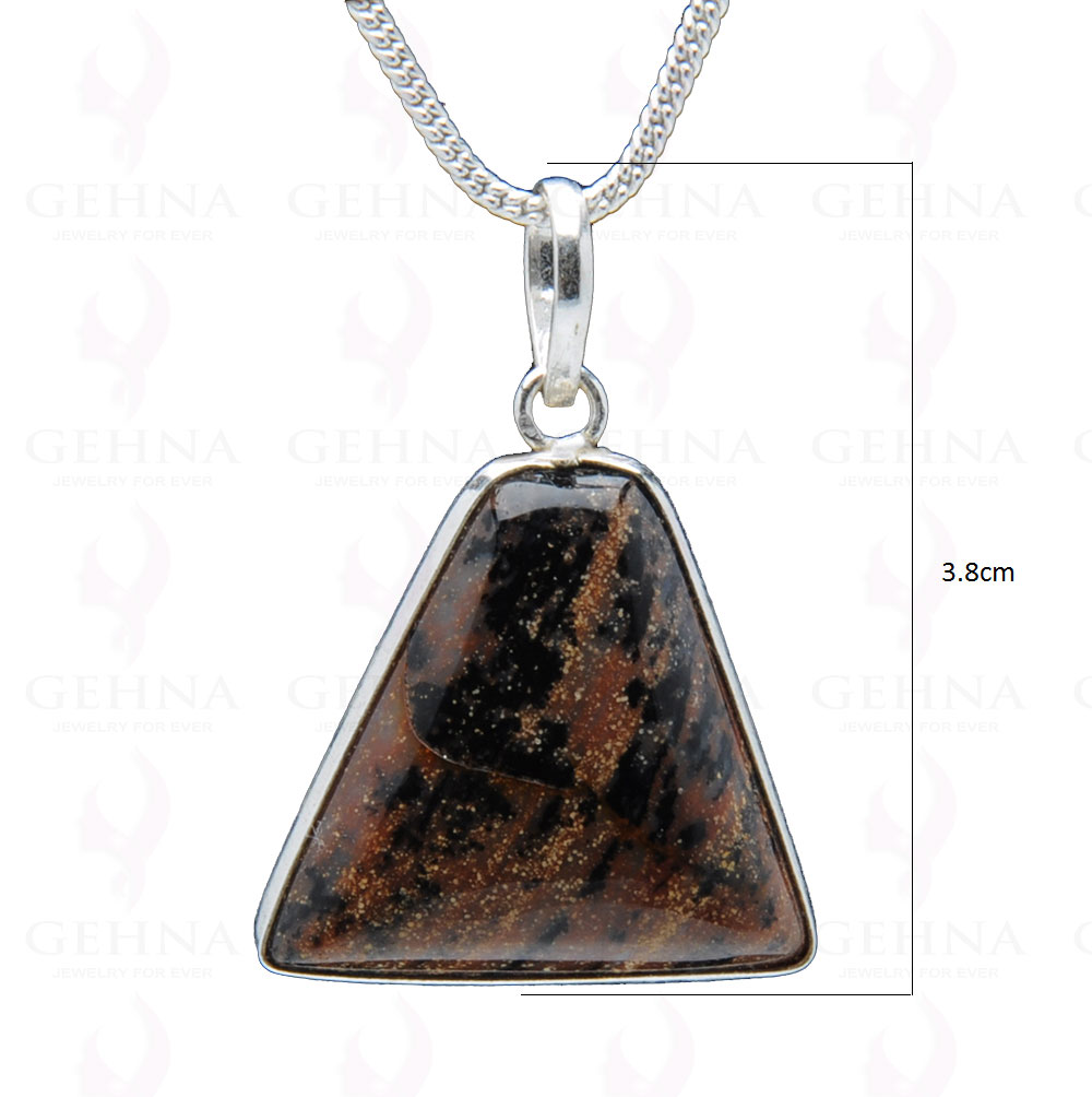 Iron Tiger’S Eye Gemstone Studded Pendant In.925 Silver Overlay GP3963