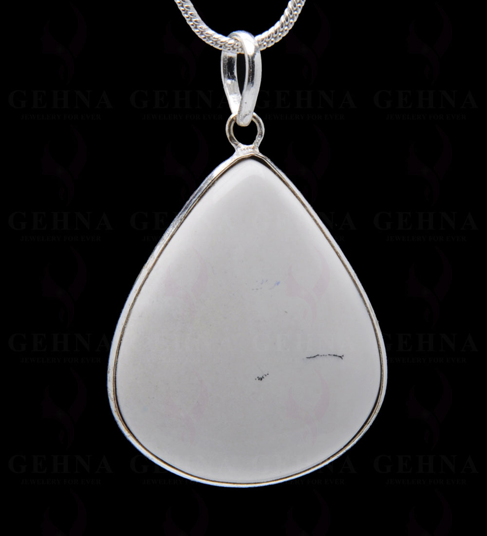 Dendritic Agate Gemstone Studded Pendant In.925 Silver Overlay GP3966