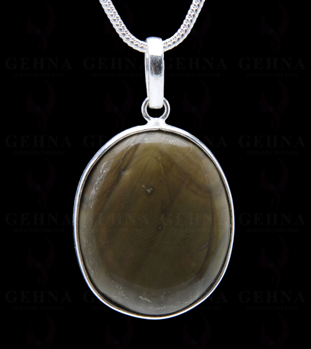 Green Creek Jasper Gemstone Studded Pendant In.925 Silver Overlay GP3969