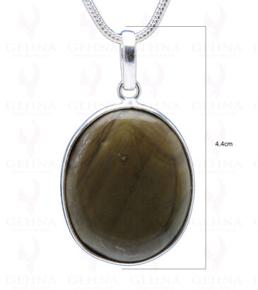Green Creek Jasper Gemstone Studded Pendant In.925 Silver Overlay GP3969