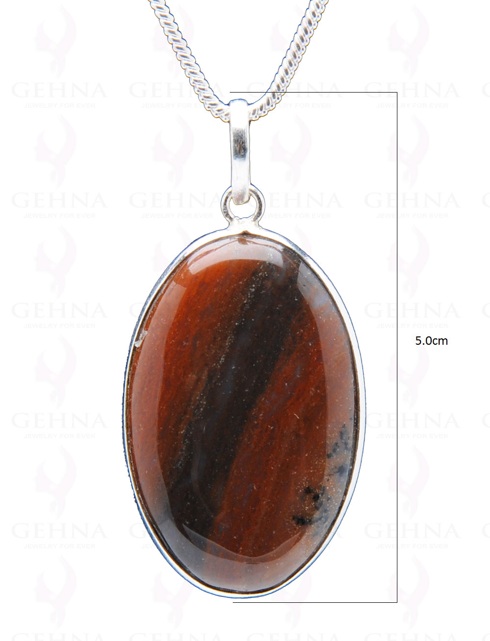 Iron Tiger’S Eye Gemstone Studded Pendant In.925 Silver Overlay GP3977