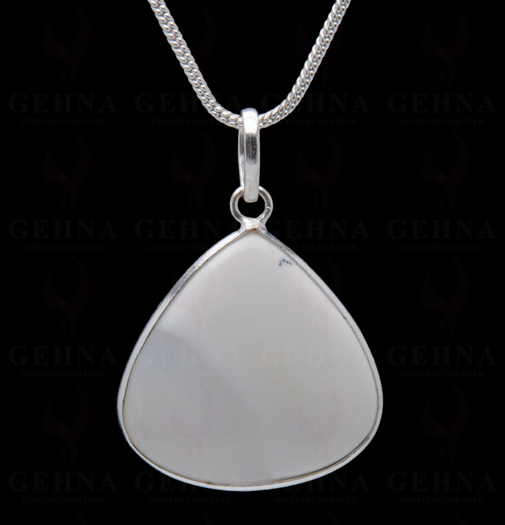 Dendritic Agate Gemstone Studded Pendant In.925 Silver Overlay GP3978