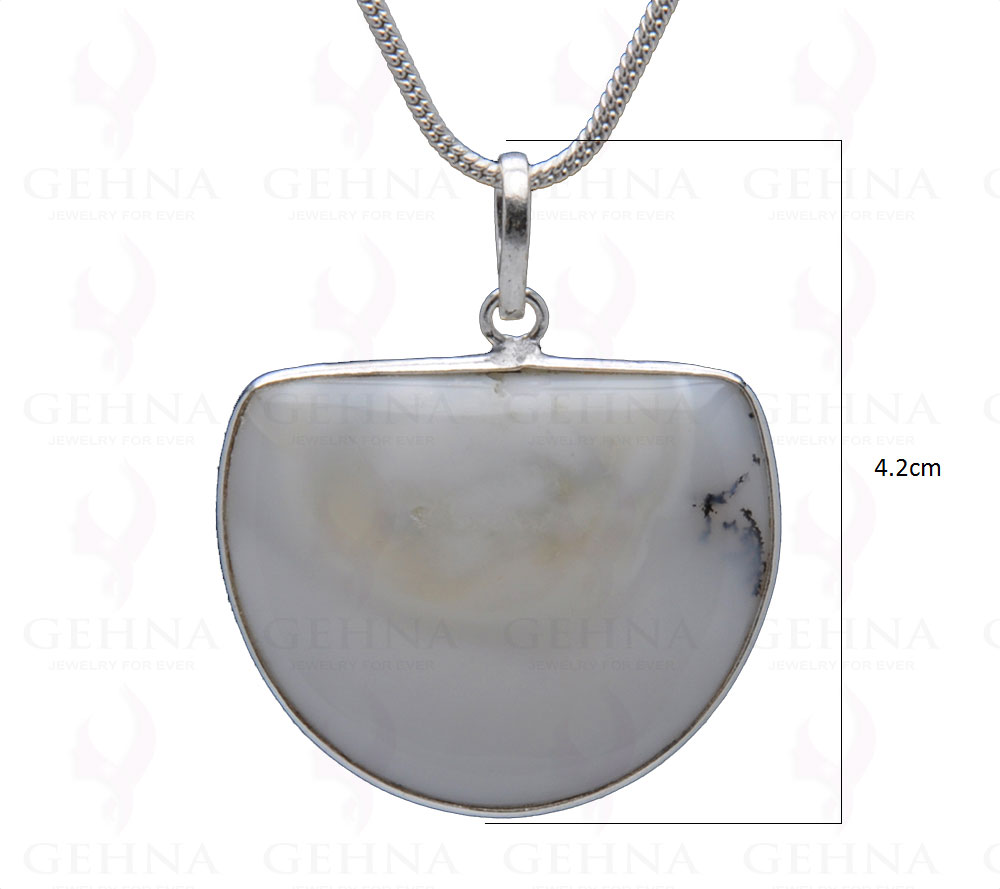 Dendritic Agate Gemstone Studded Pendant In.925 Silver Overlay GP3981