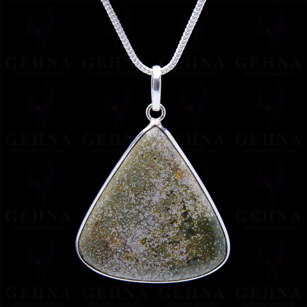 Ocean Jasper Gemstone Studded Pendant In.925 Silver Overlay GP3984