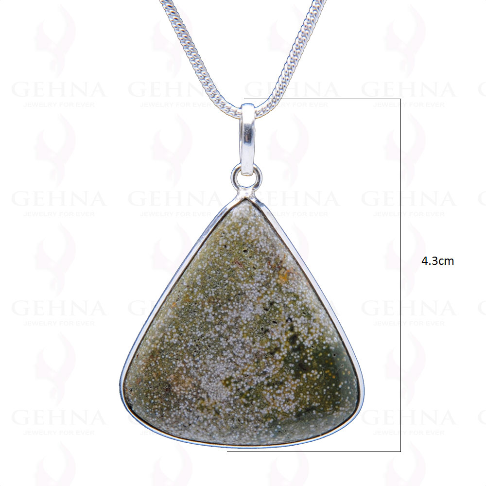 Ocean Jasper Gemstone Studded Pendant In.925 Silver Overlay GP3984