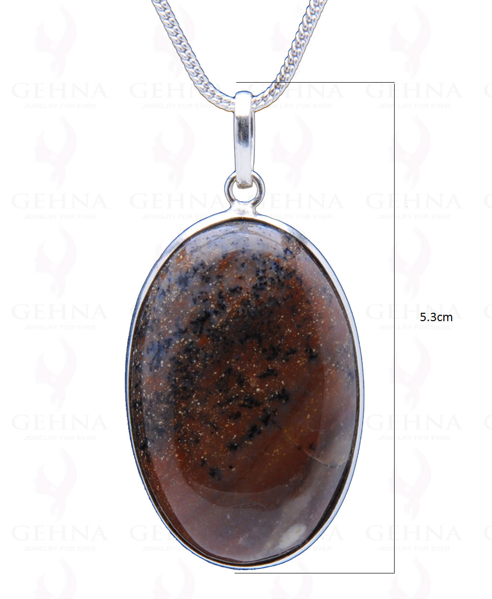 Iron Tiger’S Eye Gemstone Studded Pendant In.925 Silver Overlay GP3986