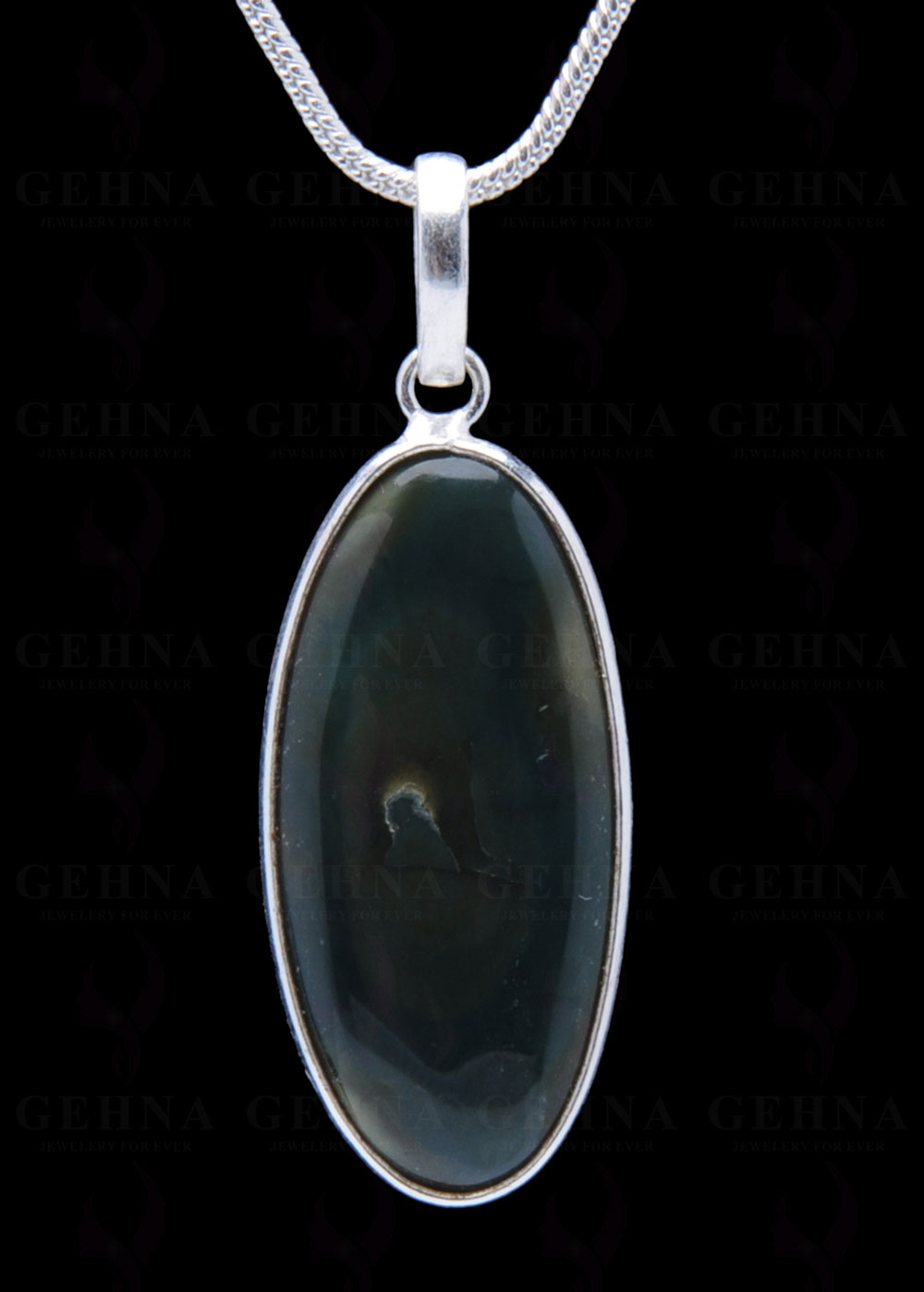 Creek Jasper Gemstone Studded Pendant In.925 Silver Overlay GP3987