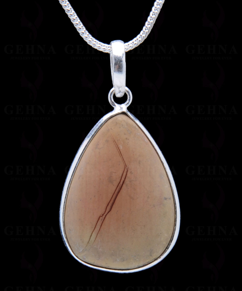 Creek Jasper Gemstone Studded Pendant In.925 Silver Overlay GP3988
