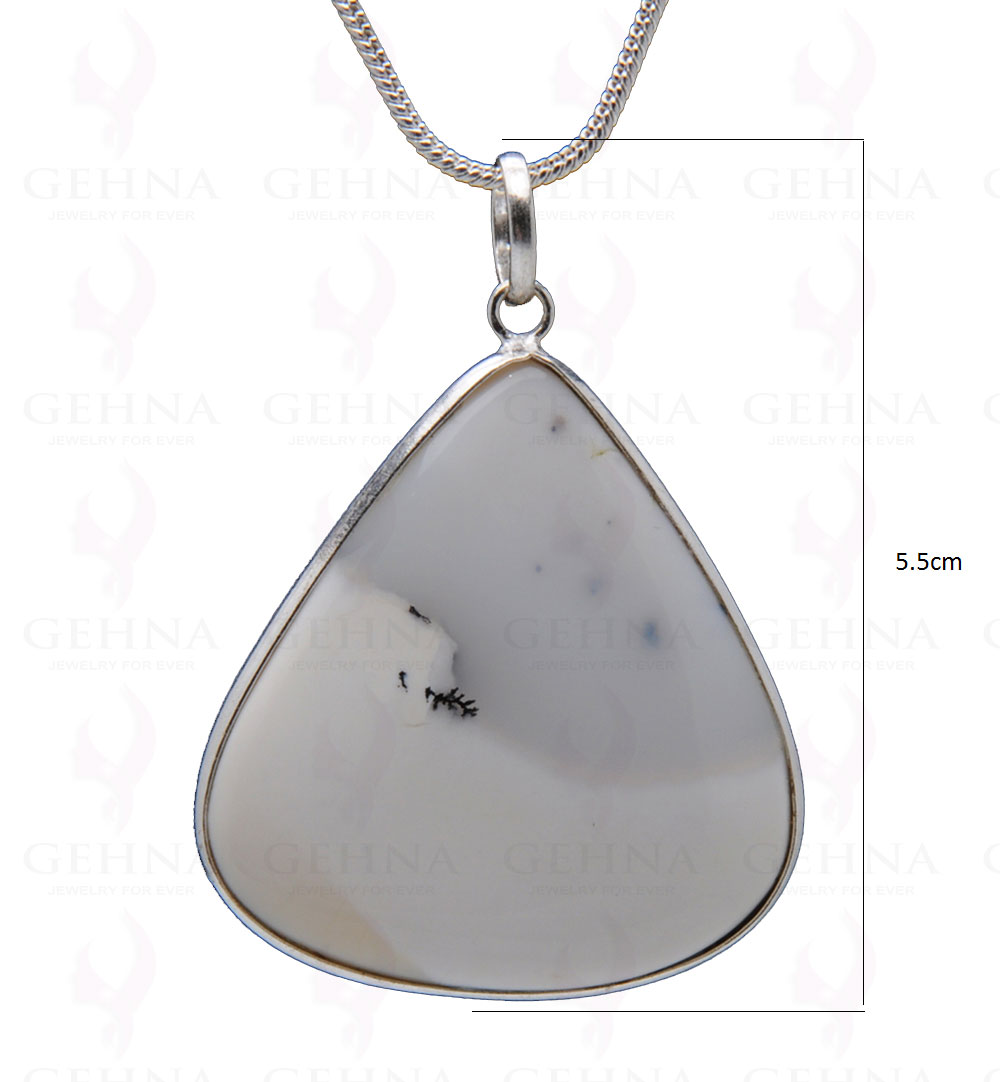 Dendritic Agate Gemstone Studded Pendant In.925 Silver Overlay GP3989