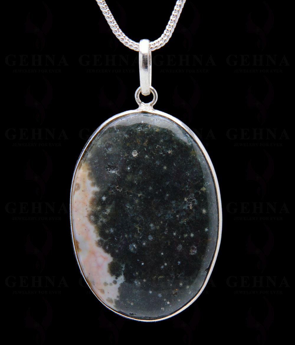 Ocean Jasper Gemstone Studded Pendant In.925 Silver Overlay GP3990