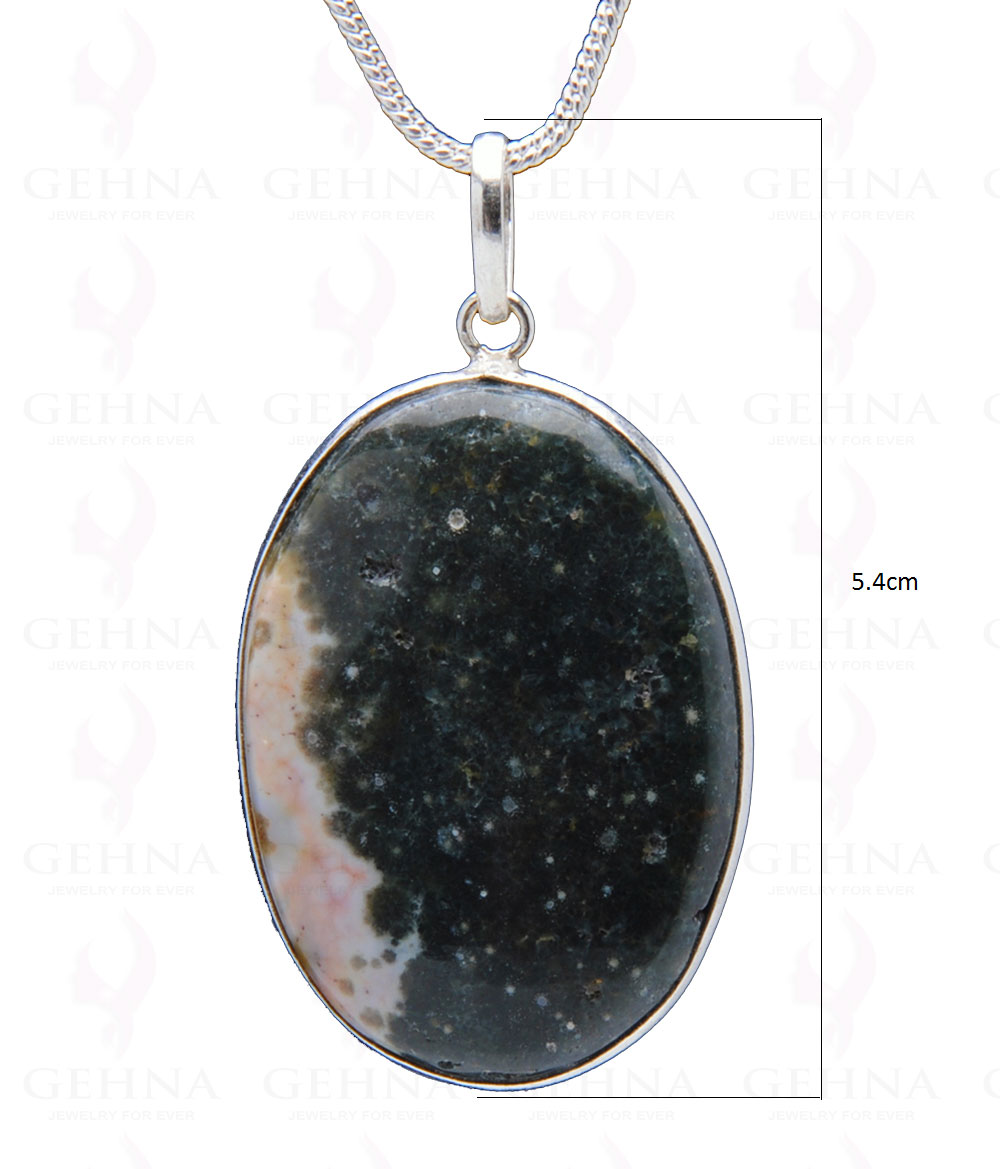 Ocean Jasper Gemstone Studded Pendant In.925 Silver Overlay GP3990